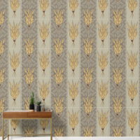 Blé Maximaliste et Motif Feuille - Beige gris