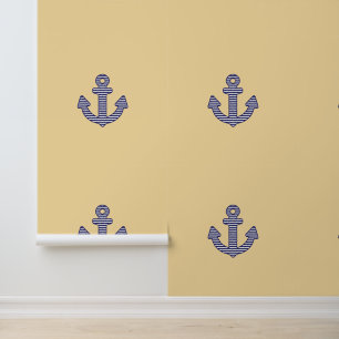 Papier Peint Bleu Ancre Enfants Crème nautique