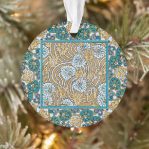 papier peint bleu art nouveau cyclamen