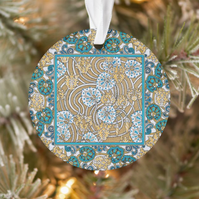 papier peint bleu art nouveau cyclamen (Arbre)