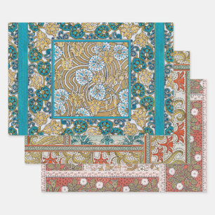 papier peint bleu art nouveau cyclamen