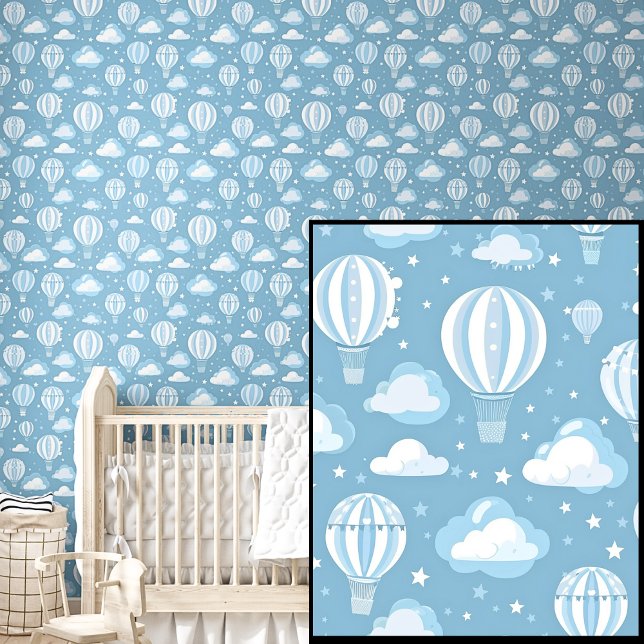 Papier Peint Bleu Bleu Bleu Chaud Ballons, Étoiles & Nuages (Créateur téléchargé)