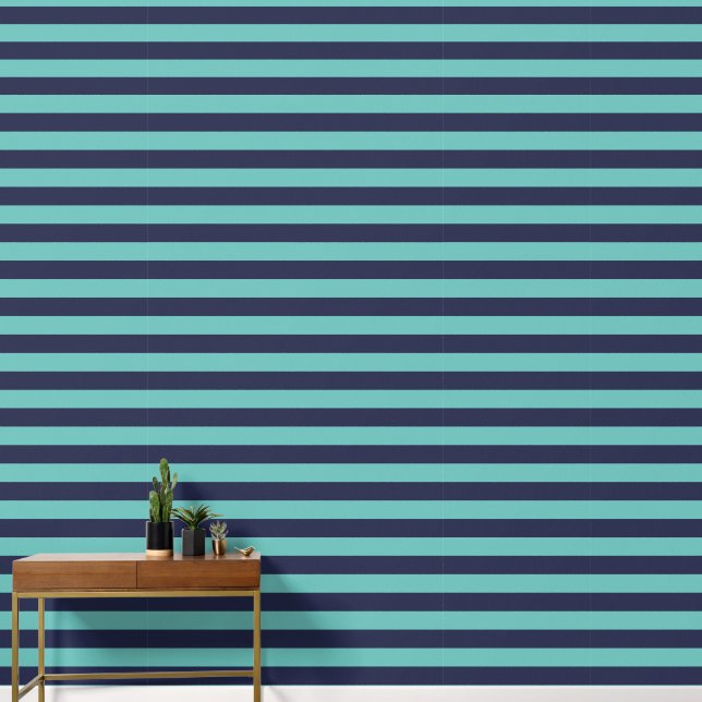 Papier Peint Bleu bleu turquoise de la marine Rugby Stripes (Couloir)