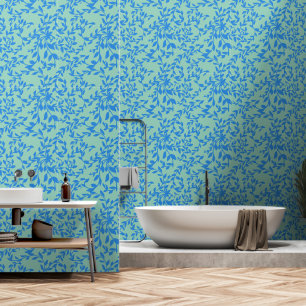 Papier Peint Bleu clair Turquoise Feuille Botanique Floral