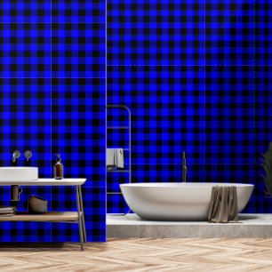 Papier Peint Bleu Cobalt Noir Grand Buffalo Tartan Plaid