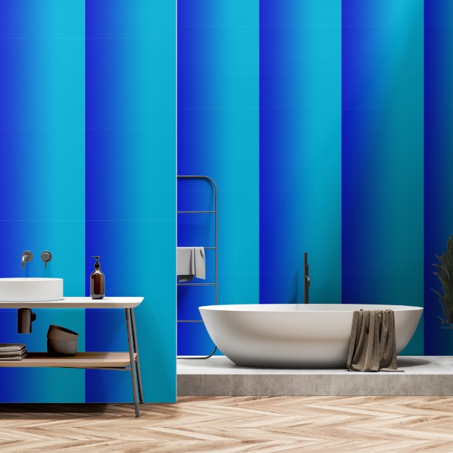 Papier Peint Bleu dégradé à Aqua Abstrait (Salle de bain)