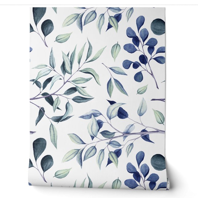 Papier Peint Bleu et eucalyptus (Déroulement)