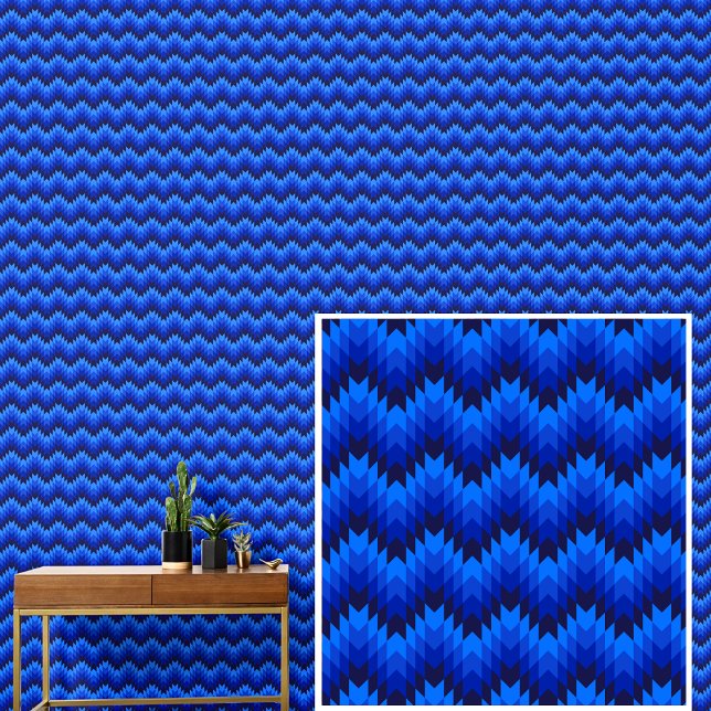 Papier Peint Bleu géométrique Ondes (Créateur téléchargé)