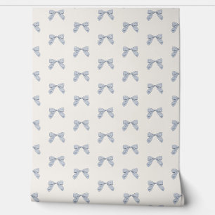 Papier Peint Bleu Plaid Bow Élégant Baby Nursery