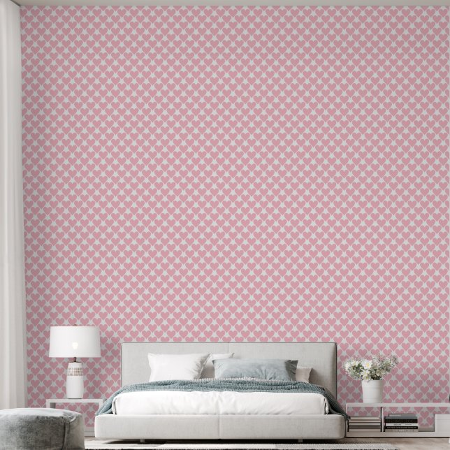 Papier Peint Bliss roses douces : amovibles avec des coeurs dél (Chambre à coucher)