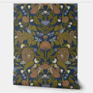 Papier Peint Bloc de bois bleu foncé de la marine Imprimer Dama