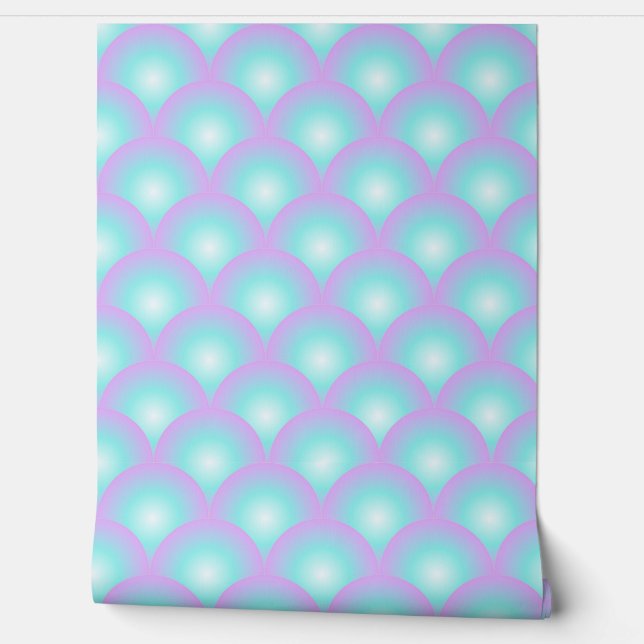 Papier Peint Blue and Pink Bubble Scallop Wallpaper (Déroulement)