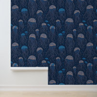 Blue Art Nouveau Jellyfish Sea Life Motif