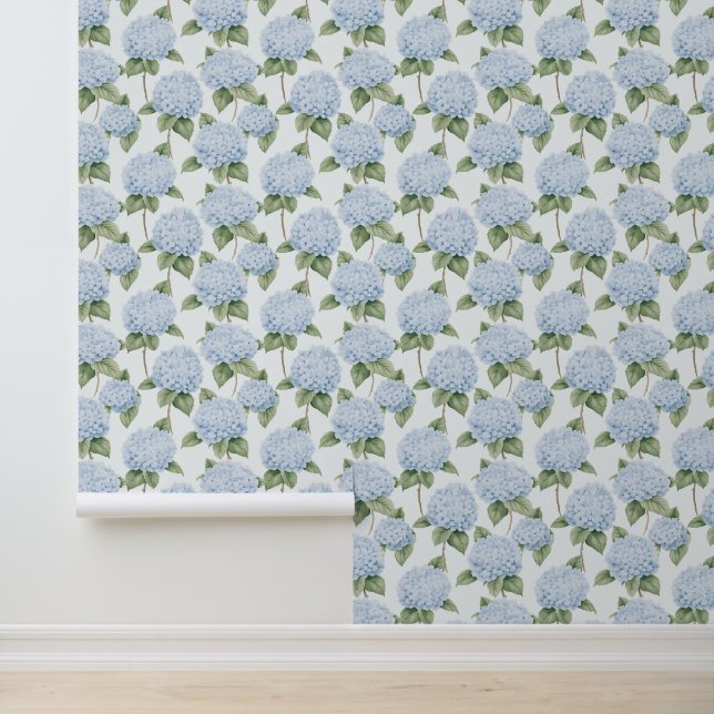 Papier Peint Blue Hydrangeas Côte Grand-mère Floral (Application)