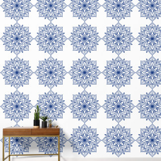 Papier Peint blue mandala geometric seamless pattern decorative