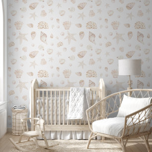 Papier Peint Boho Beige Neutre Perles Côtières Nautiques