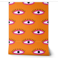 BOHO Evil Motif Oeil Brûlé Orange Retro Funky