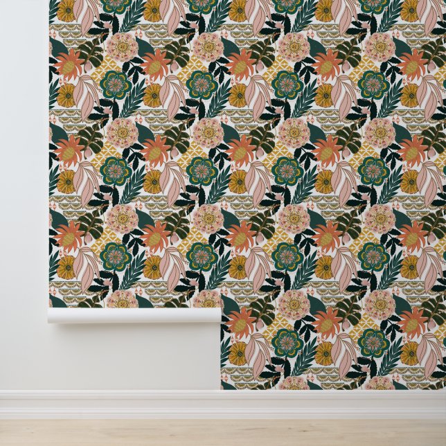 Papier Peint Boho Florals Feuilles (Application)
