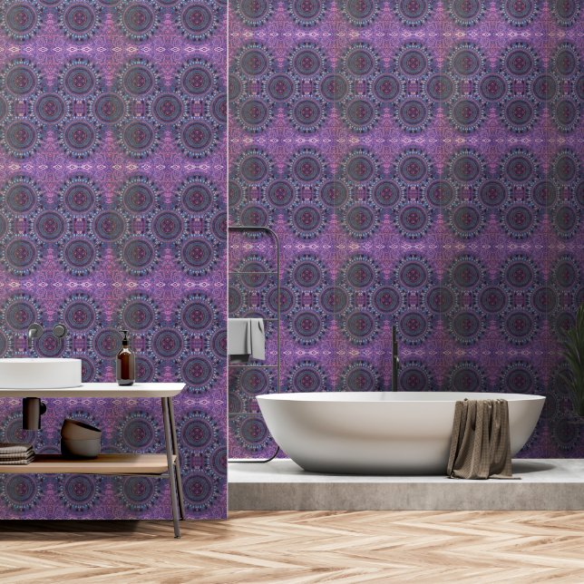 Papier Peint Boho pourpre (Salle de bain)