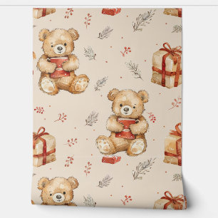 Papier Peint Boho Teddy Bear Motif Baby Nursery Room
