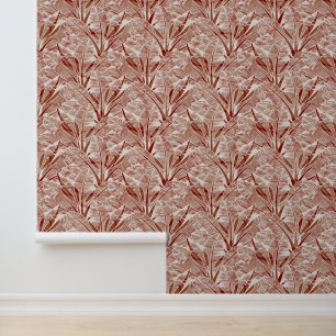 Papier Peint Boho Terracotta Grey Leaf Imprimer Motif