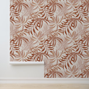 Papier Peint Boho Terracotta Leaf Imprimer Motif