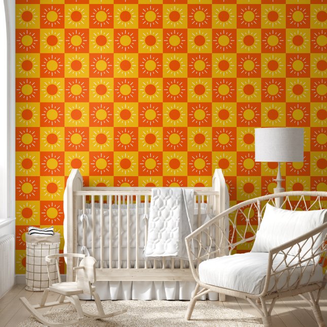 Papier Peint Boho Yellow Sun Motif Enfants Salle de soins infir (Enfants)