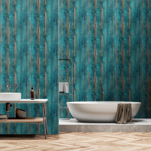 Papier Peint Bois bleu Patiné rustique