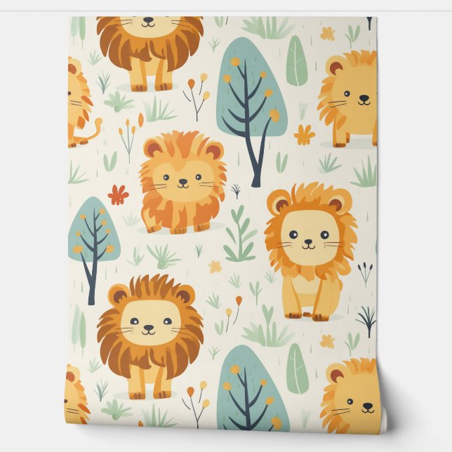 Papier Peint Bois Forêt Animaux Motif Baby Nursery Room (Déroulement)