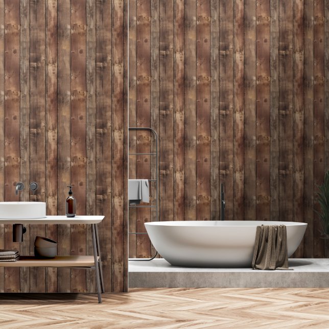 Papier Peint Bois rustique (Salle de bain)