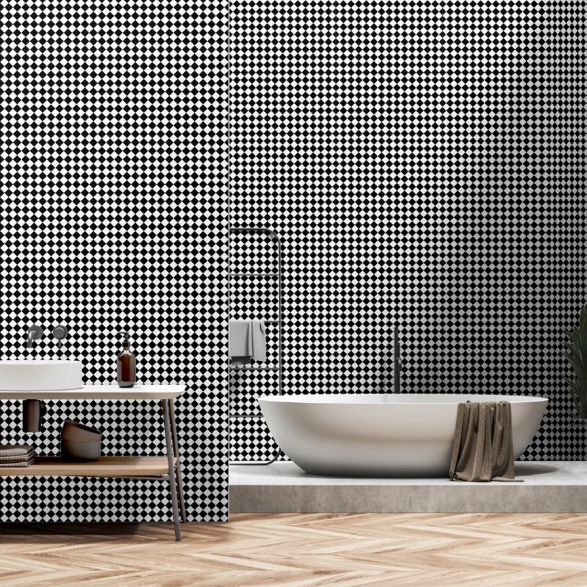 Papier Peint Bold Black and White Chevron Pattern Textured (Salle de bain)