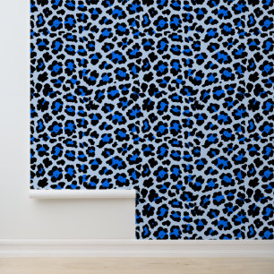 Papier Peint Bold Blue and Black Punk Empreinte de léopard anné