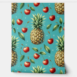 Papier Peint Bonheur Ananas Cerise
