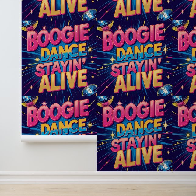 Papier Peint Boogie Dance Stayin' Alive Disco Party Removable (Application)