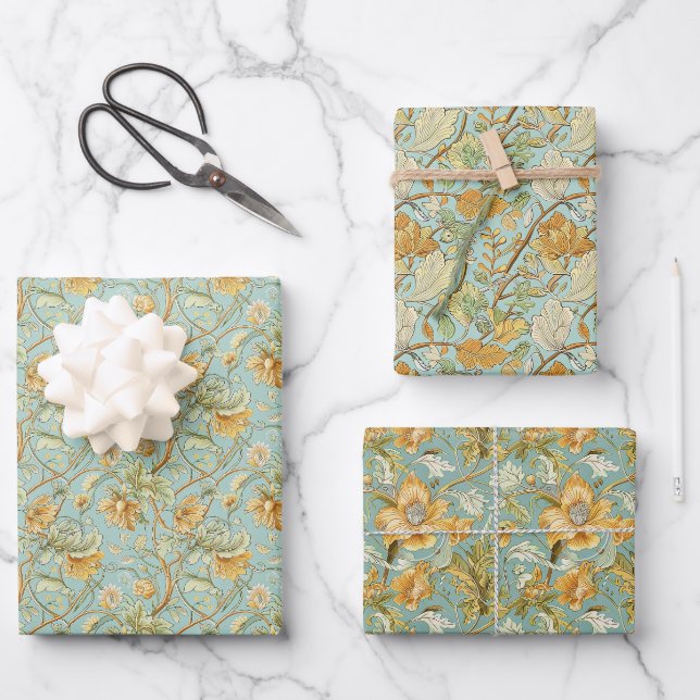 Papier peint Botanique Art Nouveau - Mint Green (Recto)
