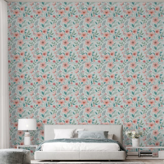 Papier Peint Botanique Floral Rose Pastel