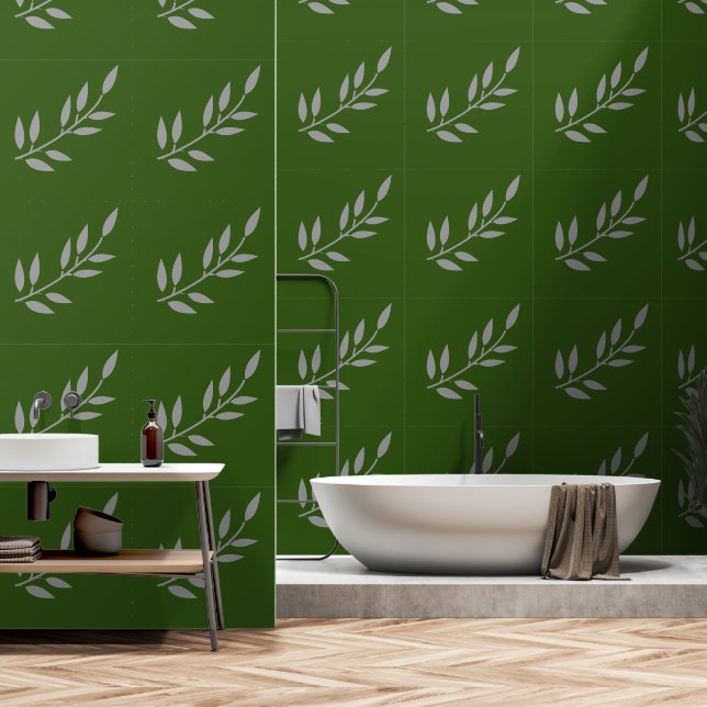 Papier Peint Botanique Imprime Feuilles Motif Forêt Vert Élégan (Salle de bain)