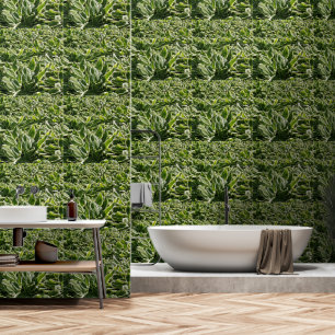 Papier Peint Botanique Imprimé Hosta Plante Feuille Vert verdur