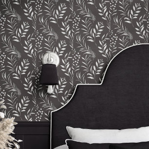 Papier Peint Botanique noire et blanche