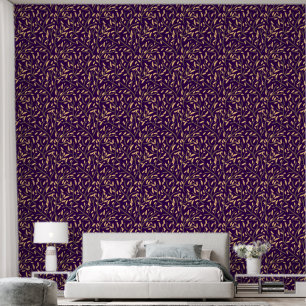 Papier Peint Botanique Violet Vignes Feuilles Brown Beige