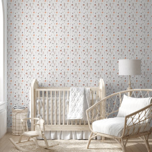 Papier Peint Botaniques de Boho Peach et Blush Fleur sauvage