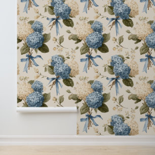 Papier Peint Bouquet de Hortensias Vintage