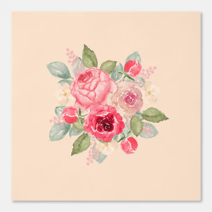 Papier Peint Bouquet de roses peintes en rose