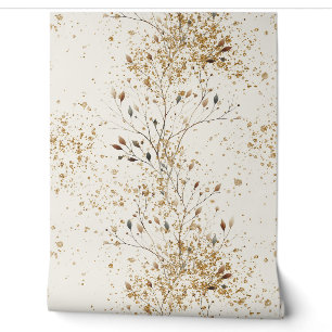 Papier Peint Branche de style métallique scintillant doré du mi