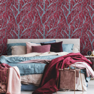 Papier Peint Branches du vin et du gris cadet Motif