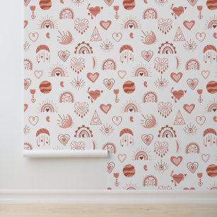 Papier Peint Brouiller Terracotta Boho Heart Motif à thème