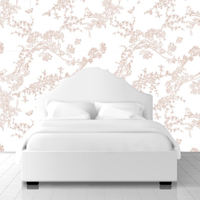 Papier Peint Brown Chinoiserie Toile Jouy Birds Jardin Floral (Créateur téléchargé)
