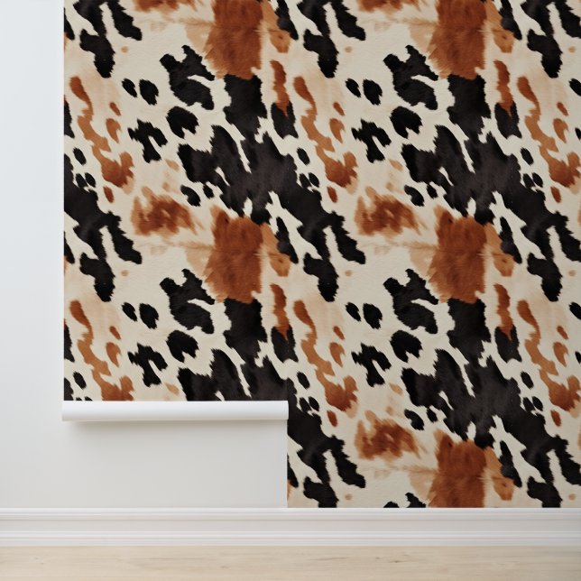 Papier Peint Brown Crème Noir Vache du Sud-Ouest (Application)