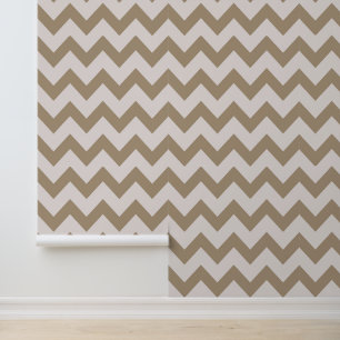 Papier Peint Brown de sable minimaliste blanc Chevron Motif