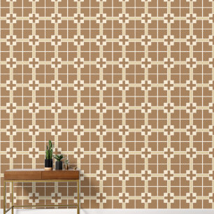Papier Peint Brown et ivoire croix petit motif